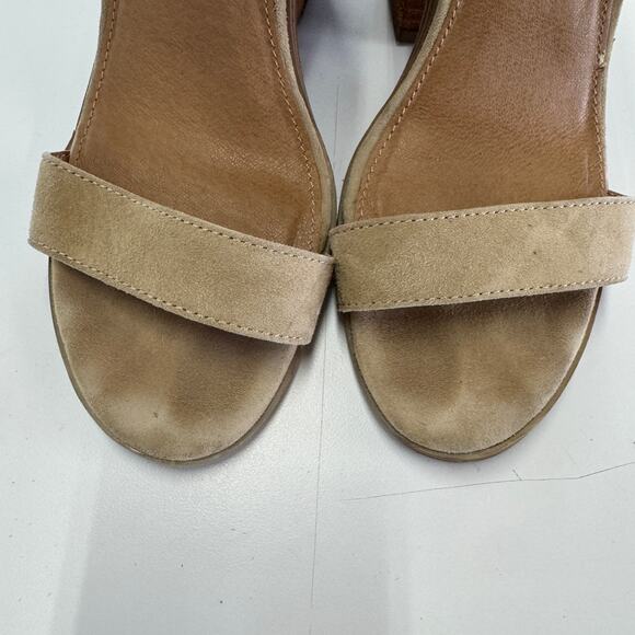 Steve Madden Heels Womens 7 Tan Alva Stacked Block Heel Open Toe Suede Leather - Picture 3 of 12